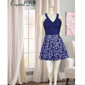 Macy’s / Crystal Doll Flocked Fit & Flare  Dress